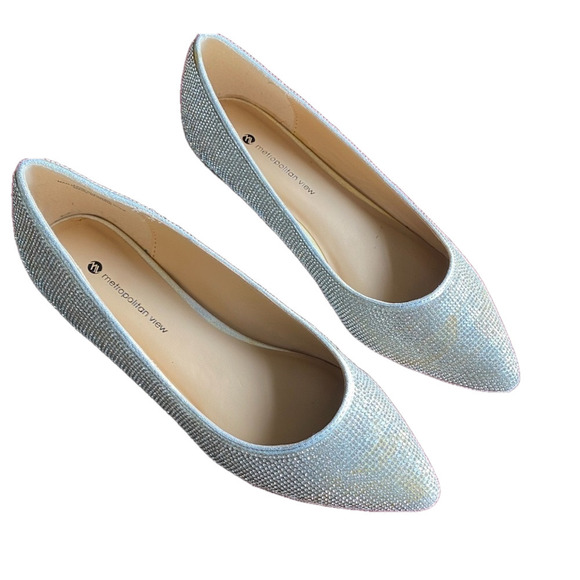 Rhinestones All Over Party Shoes Size 8.5 Feminine & Flat Preowned - Picture 1 of 10